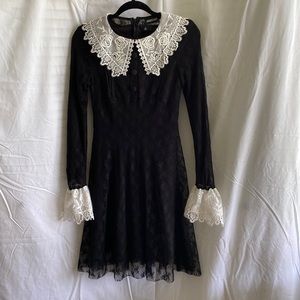 Jawbreaker black gothic midi dress with lace cuffs and Peter Pan color. Size XS